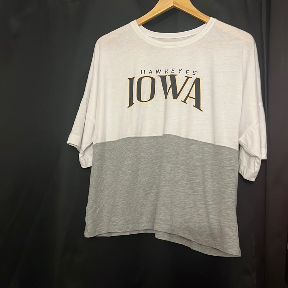 Iowa Hawkeyes Women's White and Gray Top